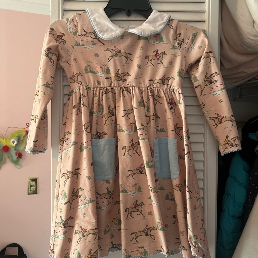 Adorable Equestrian Print Kids Dress